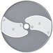 A Robot Coupe 3/64" slicing disc with two holes, one silver and one white.