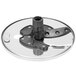 A Waring 1/32" to 1/4" adjustable slicing disc, a circular metal object with a black handle.