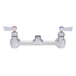 A Fisher brass faucet base with swivel stems, swivel outlet, and lever handles on a white background.