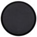 A black round Cambro Treadlite non-skid serving tray.