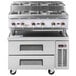 A stainless steel Cooking Performance Group gas countertop range with four burners.