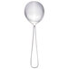 A Walco stainless steel bouillon spoon with a black handle.