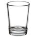 A close-up of a clear Libbey side water glass.