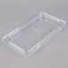 A Carlisle clear polycarbonate hinged lid with a handle.