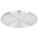 A silver stainless steel Vollrath Arkadia pot lid with a handle.