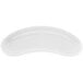 A CAC Festiware white crescent shaped plate with curved edges on a white background.