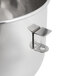 A Globe stainless steel mixing bowl with a metal clip.