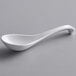 A white Thunder Group melamine spoon with a silver handle.