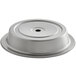 A stainless steel Vollrath dome plate cover with a hole in the center.