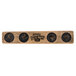 A wooden board with four black circles for Reserve by Libbey Kentucky Bourbon Trail tasting glasses.