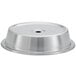A Vollrath stainless steel dome plate cover over a plate.