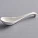 A white Thunder Group melamine Asian soup spoon with a handle.