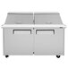 A Turbo Air stainless steel Mega Top Refrigerated Sandwich Prep Table with two doors.