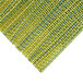 A close up of a lime green woven vinyl rectangle placemat.