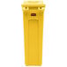 A yellow Rubbermaid Slim Jim rectangular trash can with a lid.