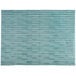 Aqua woven vinyl rectangle placemat with a white border and blue and white lines.
