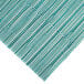 A close up of a aqua woven vinyl rectangle placemat with a white border.