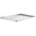 A white rectangular stainless steel undershelf for a Regency work table.