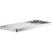 A silver rectangular stainless steel undershelf with metal corners.