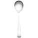A silver Walco Freya bouillon spoon with a long handle.