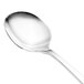 A close-up of a Walco Freya stainless steel bouillon/soup spoon with a silver handle.