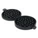 Two black Carnival King waffle grids with handles.