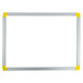 A white rectangular frame with yellow corners.