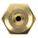 A close-up of a brass hexagonal hood orifice nut.