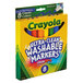 A green and yellow package of Crayola Ultra-Clean Washable Markers with a box of crayons on the label.