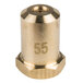 A gold brass #55 hood orifice with 3/8-27UNS threading.