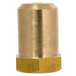 A gold metal cylinder with a brass threaded nut.
