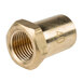 A close up of a brass #40 hood orifice nut with threads.