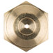 A hexagonal brass hood orifice with a hole in the middle.