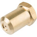A close up of a brass #70 Hood Orifice threaded nozzle.