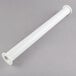 A Matfer Bourgeat white plastic rolling pin with adjustable thickness on a gray surface.