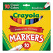 A box of Crayola markers with a green and yellow label.
