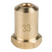 A gold metal cylinder with a brass threaded nut with the number 33 on it.