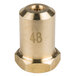 A gold metal cylinder with a brass threaded nut labeled "48"