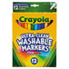 A box of Crayola Ultra-Clean Washable Markers with a green and yellow label.