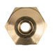 A close-up of a brass hexagonal hood orifice.