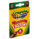A box of Crayola Classic 8-Count Crayons with a green and yellow label.