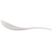A blue Thunder Group Blue Bamboo soup ladle/spoon with a white handle.