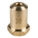A gold metal cylinder with a brass threaded nut labeled #38.