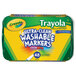 A green and yellow box of Crayola Ultra-Clean Washable Markers with a plastic tray inside.