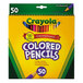 A box of Crayola 50 assorted colored pencils with a green and yellow label.