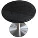 A black granite Art Marble table top with a silver metal base.