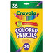 A yellow and white box of Crayola 36 colored pencils.