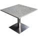 A square table with an Art Marble Furniture Kashmir White Granite Tabletop.