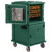 A green Cambro Ultra Camcart hot food holding cabinet with heavy-duty casters.