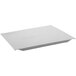 A white rectangular metal shelf plate.